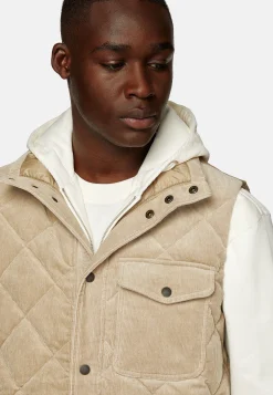 Blousons-Boggi Milano Gilet Rembourré En Velours De Coton Beige