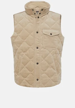 Blousons-Boggi Milano Gilet Rembourré En Velours De Coton Beige