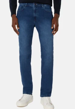 Jeans-Boggi Milano Jean En Denim Extensible Bleu À Délavage Moyen