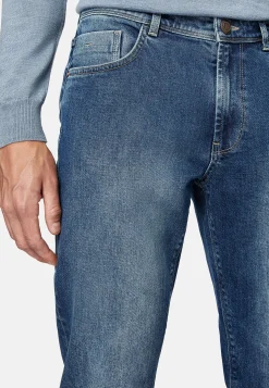 Jeans-Boggi Milano Jean En Denim Extensible Bleu À Délavage Moyen Bleu clair
