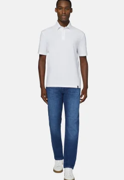 Jeans-Boggi Milano Jean En Denim Extensible À Délavage Moyen Bleu