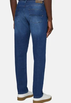 Jeans-Boggi Milano Jean En Denim Extensible À Délavage Moyen Bleu