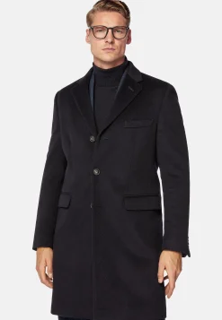 Manteaux-Boggi Milano Manteau Droit En Cachemire Mélangé bleu marine