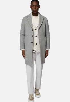 Manteaux-Boggi Milano Manteau En Laine À Simple Boutonnage Gris