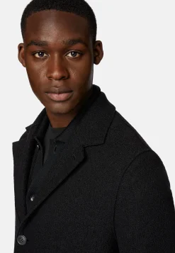Manteaux-Boggi Milano Manteau En Laine À Simple Boutonnage Noir