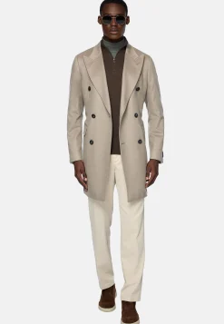 Manteaux-Boggi Milano Manteau En Pur Cachemire À Double Boutonnage Beige