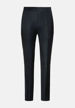 Pantalons-Boggi Milano Pantalon Bleu Marine En Laine Super 130 Regular Fit