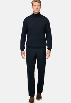 Pantalons-Boggi Milano Pantalon City En Coton Tencel Extensible