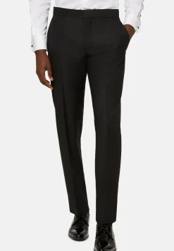 Pantalons-Boggi Milano Pantalon De Smoking En Laine Noir
