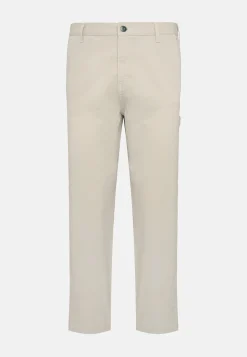 Pantalons-Boggi Milano Pantalon En Coton Extensible Crème