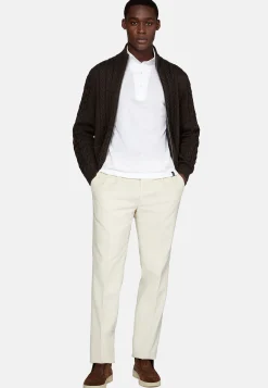 Pantalons-Boggi Milano Pantalon En Velours De Coton Crème