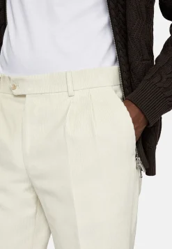 Pantalons-Boggi Milano Pantalon En Velours De Coton Crème