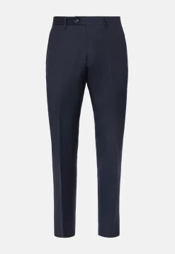 Pantalons-Boggi Milano Pantalon Micro Structurée En Laine bleu marine