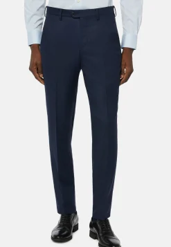 Pantalons-Boggi Milano Pantalon Oeil-de-perdrix En Laine Coupe Droite