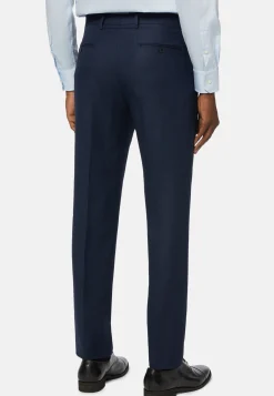 Pantalons-Boggi Milano Pantalon Oeil-de-perdrix En Laine Coupe Droite
