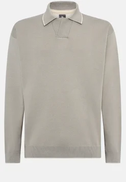 Tricots|Polos-Boggi Milano Polo Taupe En Maille De Coton Bio Et Nylon
