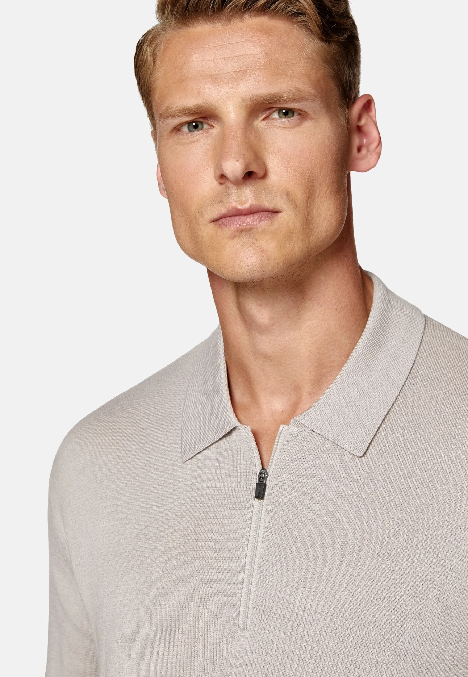 Polos|Tricots-Boggi Milano Polo Tech Sable En Maille De Laine Mérinos