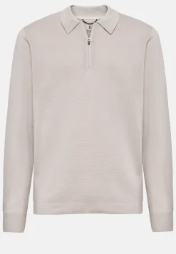 Polos|Tricots-Boggi Milano Polo Tech Sable En Maille De Laine Mérinos