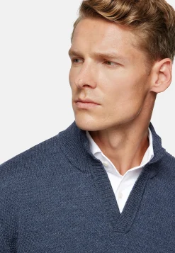 Tricots-Boggi Milano Pull à Col Cheminée Avec Points En Laine Mérinos