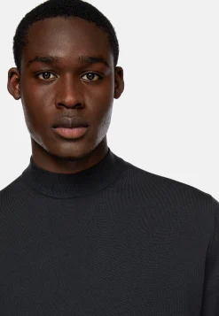 Tricots-Boggi Milano Pull À Col Montant Anthracite En Laine Mérinos Superfine