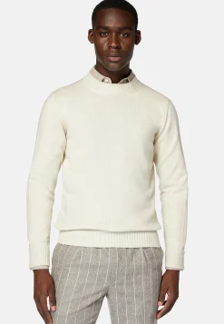 Tricots-Boggi Milano Pull Blanc À Col Rond En Cachemire