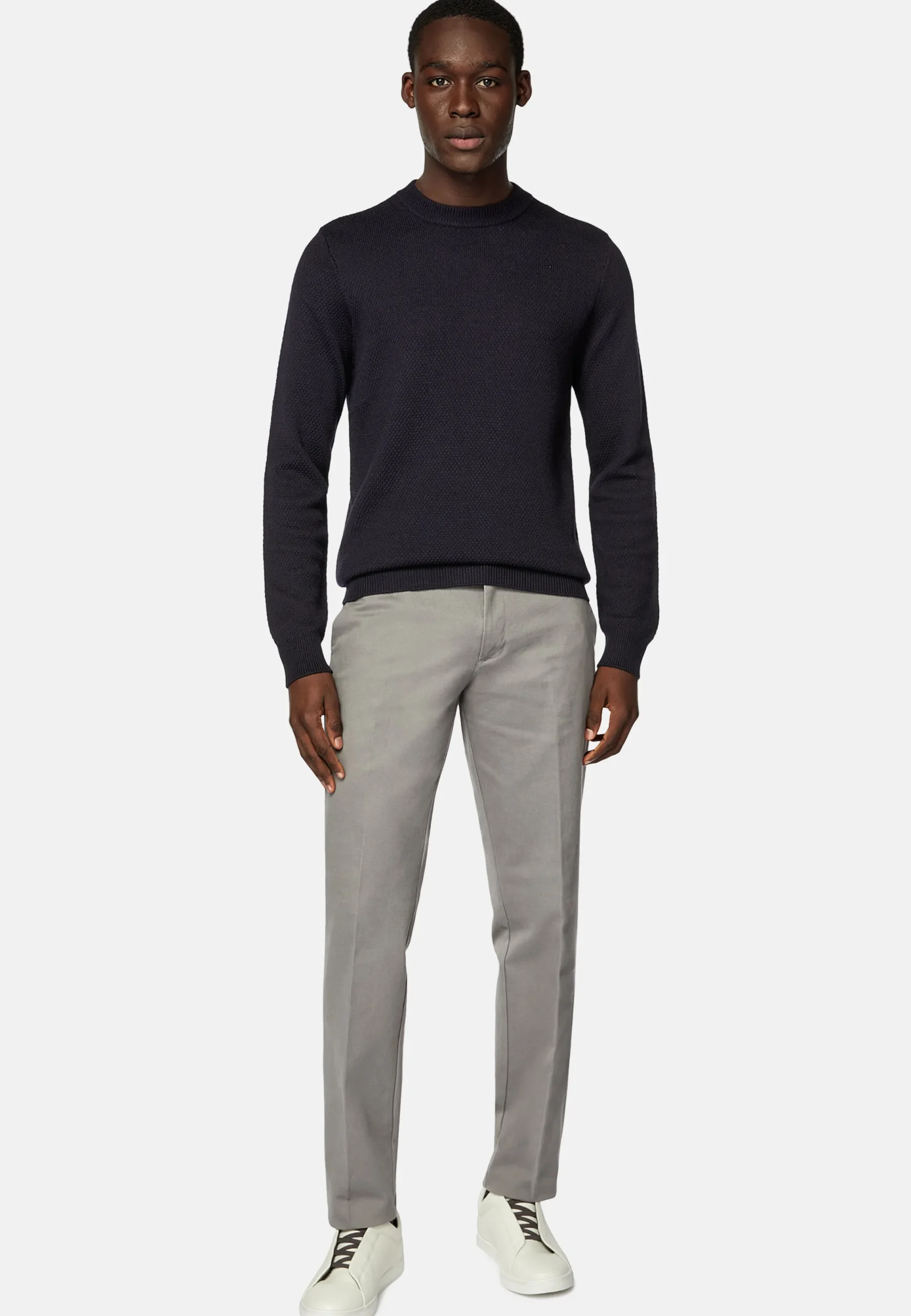 Tricots-Boggi Milano Pull Col Rond Avec Points En Laine Mérinos