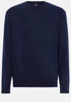 Tricots-Boggi Milano Pull Col Rond Bleu Marine En Cachemire