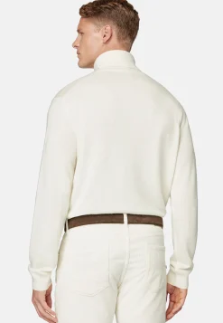Tricots-Boggi Milano Pull Col Roulé Blanc En Cachemire