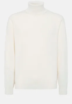 Tricots-Boggi Milano Pull Col Roulé Blanc En Cachemire