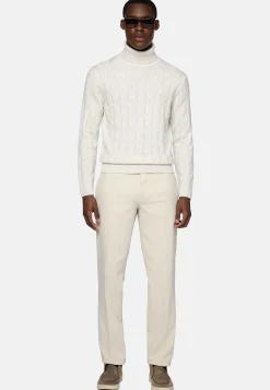 Tricots-Boggi Milano Pull Col Roulé Blanc En Laine Mérinos