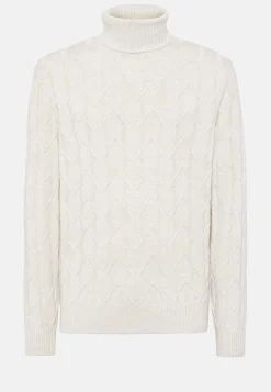 Tricots-Boggi Milano Pull Col Roulé Blanc En Laine Mérinos