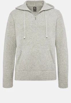 Tricots-Boggi Milano Pull Demi-Zip Avec Capuche En Cachemire Gris