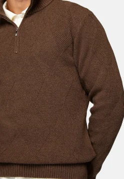 Tricots-Boggi Milano Pull Demi-Zip Noisette En Laine Nylon