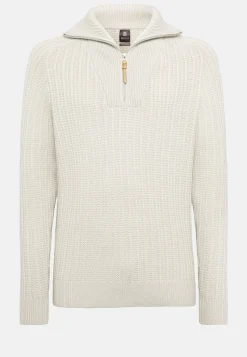 Tricots-Boggi Milano Pull Demi-Zip Sable En Laine Mérinos