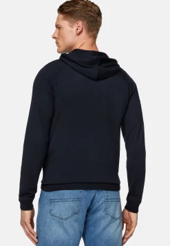Tricots-Boggi Milano Pull Full Zip À Capuche En Laine Mérinos bleu marine