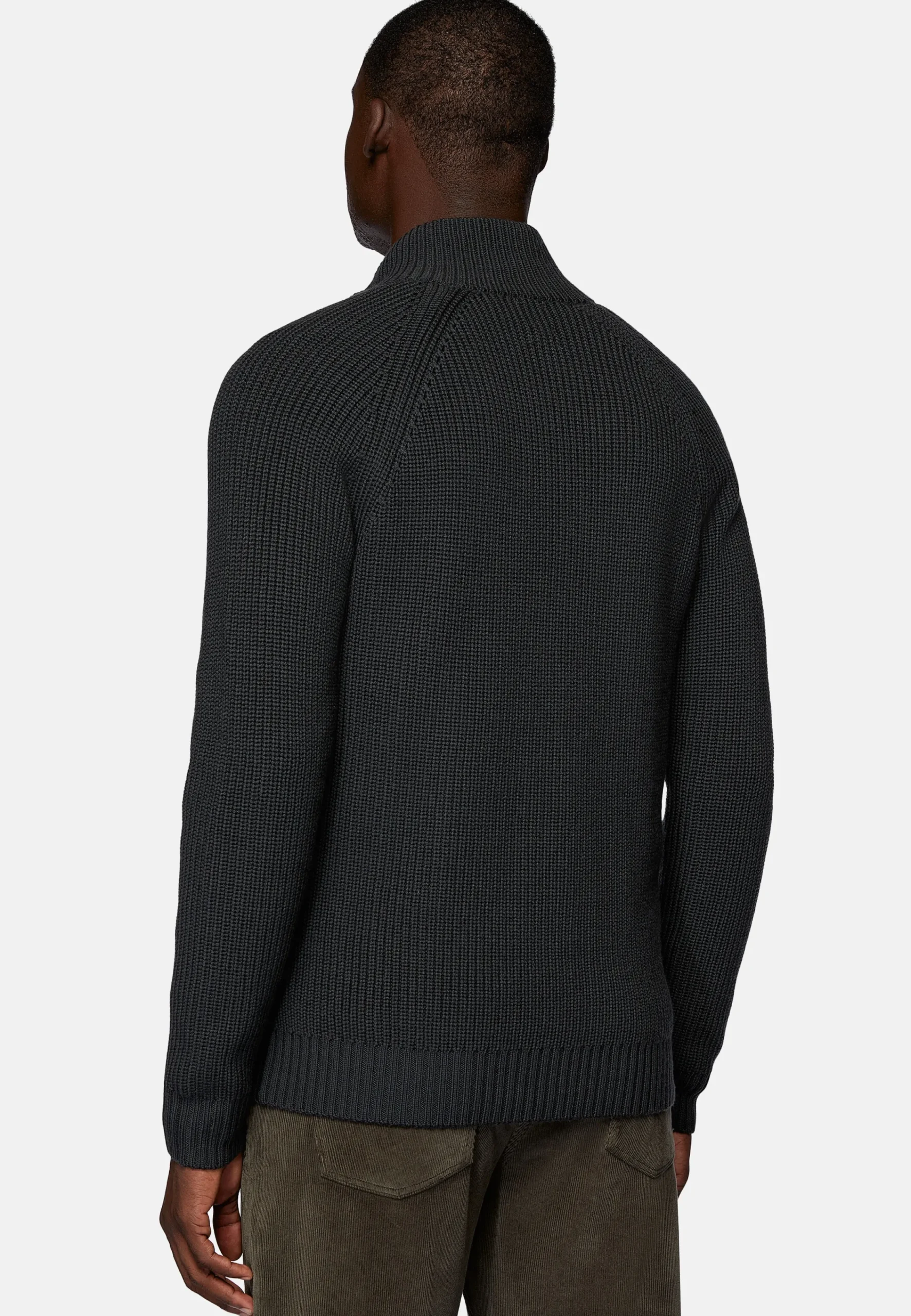 Tricots-Boggi Milano Pull Full Zip Anthracite En Laine Mérinos Charbon