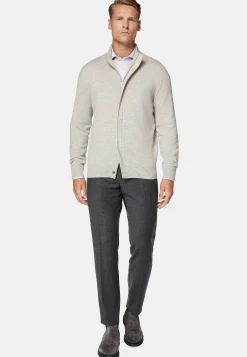 Tricots-Boggi Milano Pull Full Zip En Laine Cachemire Sable
