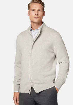 Tricots-Boggi Milano Pull Full Zip En Laine Cachemire Sable