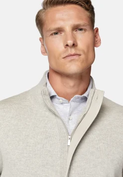 Tricots-Boggi Milano Pull Full Zip En Laine Cachemire Sable