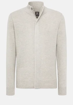 Tricots-Boggi Milano Pull Full Zip En Laine Cachemire Sable