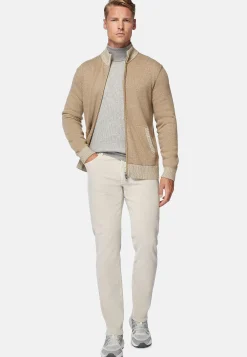 Tricots-Boggi Milano Pull Full Zip En Cachemire Mélangé Taupe