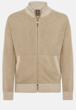 Tricots-Boggi Milano Pull Full Zip En Cachemire Mélangé Taupe