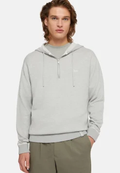 Tricots-Boggi Milano Pull Demi-Zip En Coton Soie Cachemire Gris