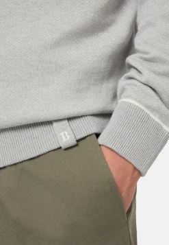 Tricots-Boggi Milano Pull Demi-Zip En Coton Soie Cachemire Gris