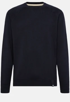 Tricots-Boggi Milano Pull Ras-du-cou En Coton Soie Cachemire bleu marine
