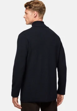 Tricots|Vestes-Boggi Milano Surchemise Maille Bleu Marine En Laine Mérinos
