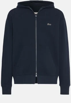 Sweats Et Joggings-Boggi Milano Sweat-Shirt Full Zip En Coton Bio Mélangé bleu marine