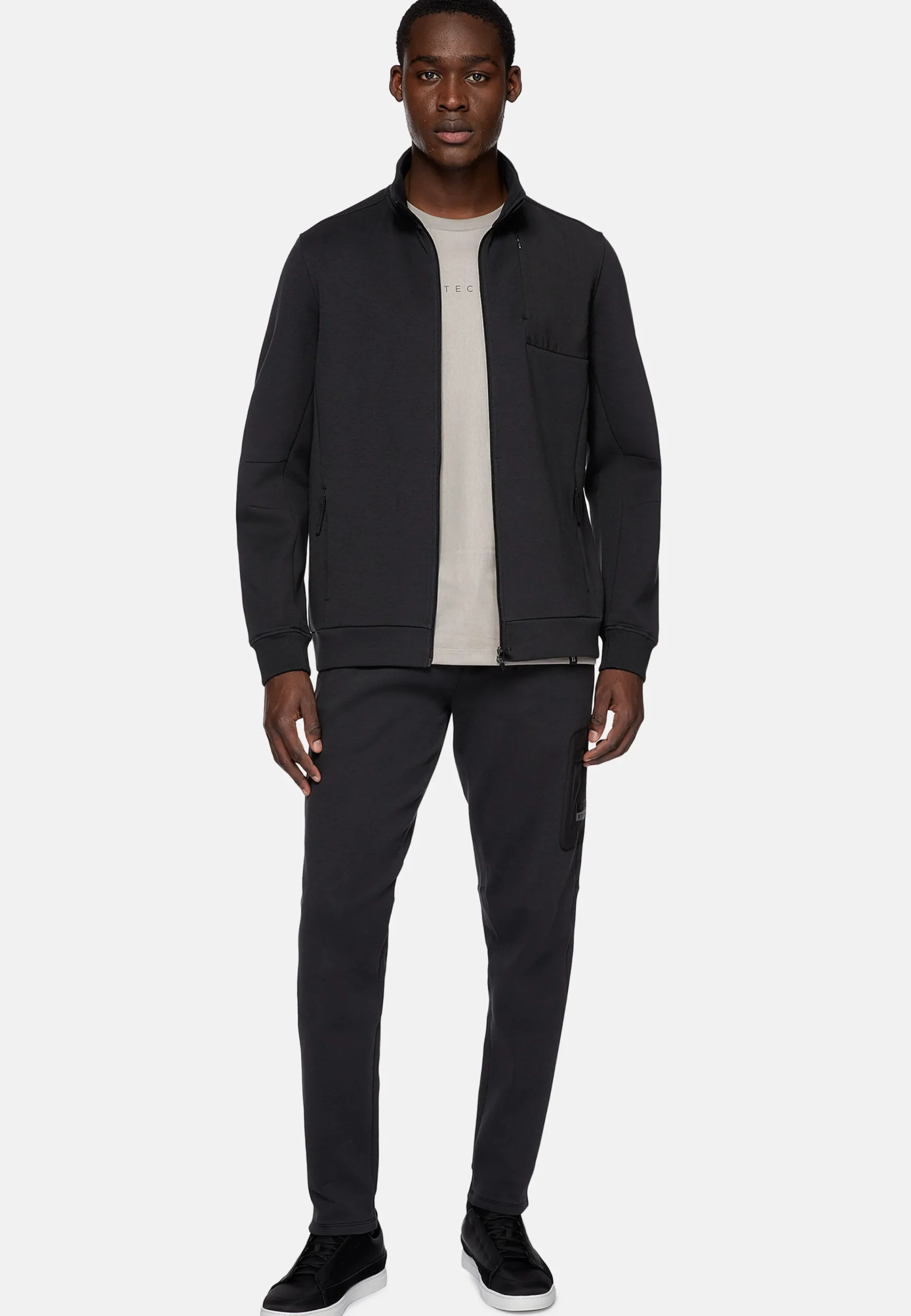 Sweats Et Joggings-Boggi Milano Sweat-Shirt Full Zip En Mélange Coton Et Scuba Léger