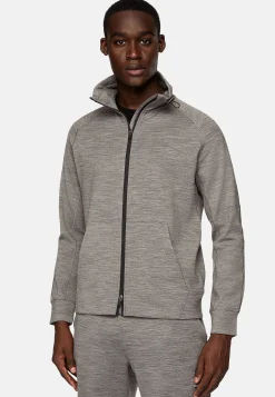 Sweats Et Joggings-Boggi Milano Sweat-Shirt Full Zip En Mélange Coton Scuba Léger Gris