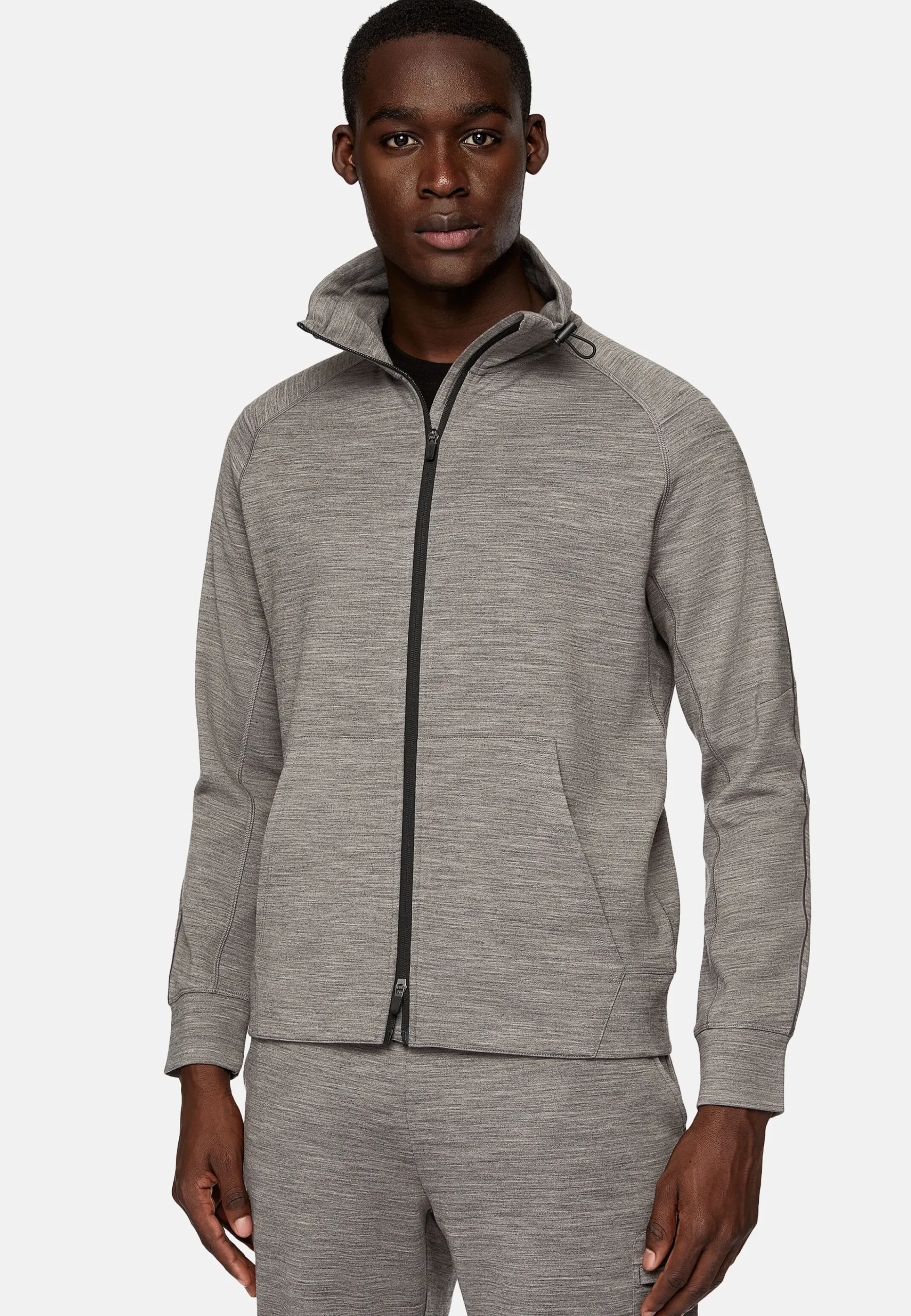 Sweats Et Joggings-Boggi Milano Sweat-Shirt Full Zip En Mélange Coton Scuba Léger Gris